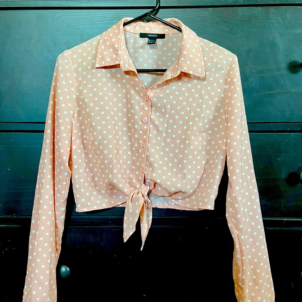 Peach Polka Dot Crop Top